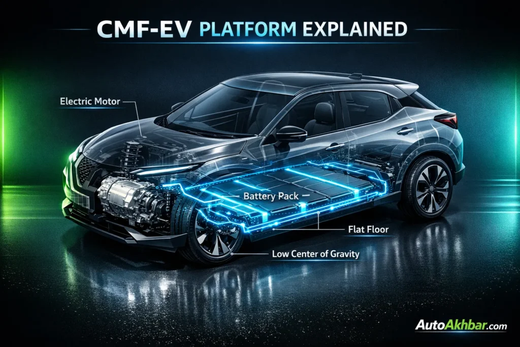 CMF-EV platform explained with battery placement flat floor and electric motor layout