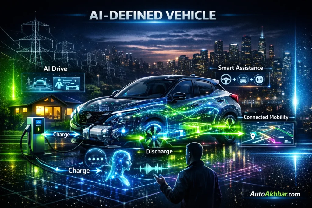 AI powered electric vehicle smart driving system digital interface connected car technology