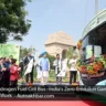 Tata Motors hydrogen fuel cell bus flag-off ceremony with Indian Oil in Delhi near India Gate