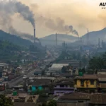 Byrnihat industrial town covered in factory smoke with trucks on NH40 highway — world's most polluted city 2024