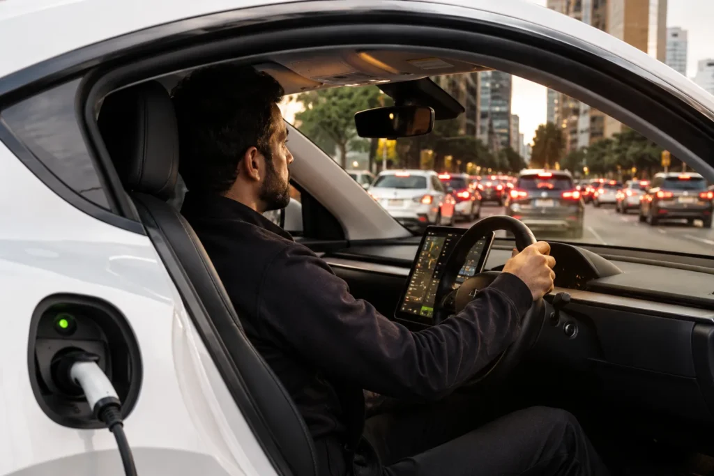Ride-share driver in electric car — NSW EV tax impact on commercial drivers