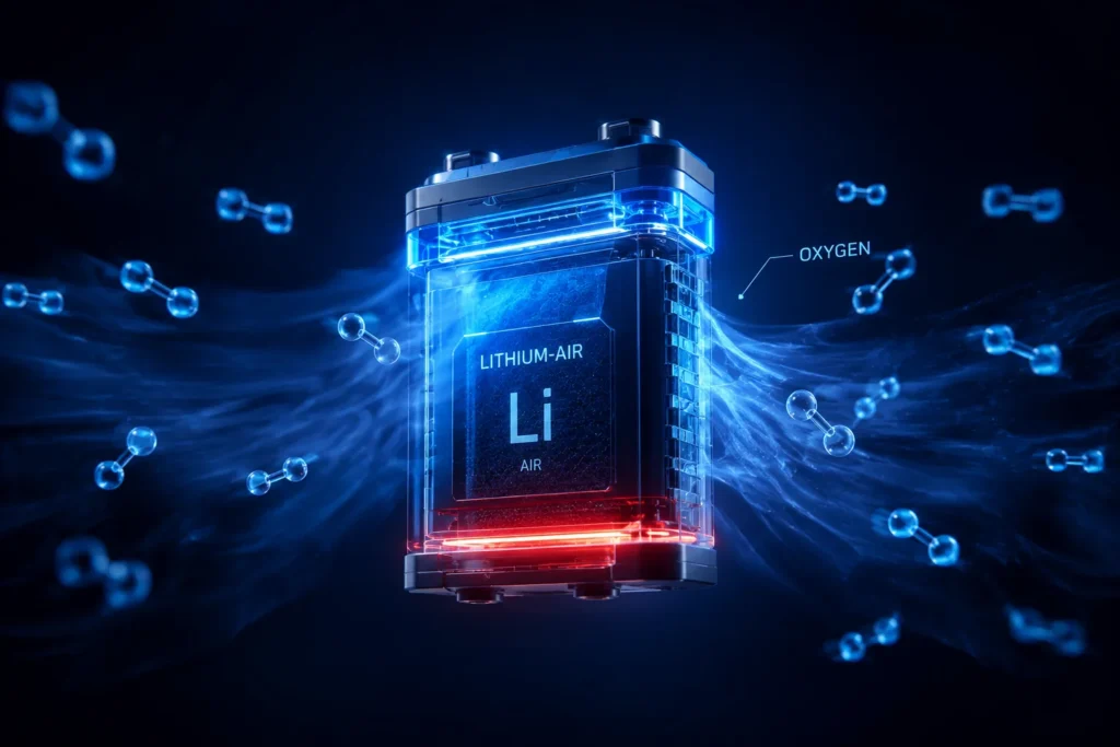 CATL lithium air battery concept showing oxygen absorption for EV use