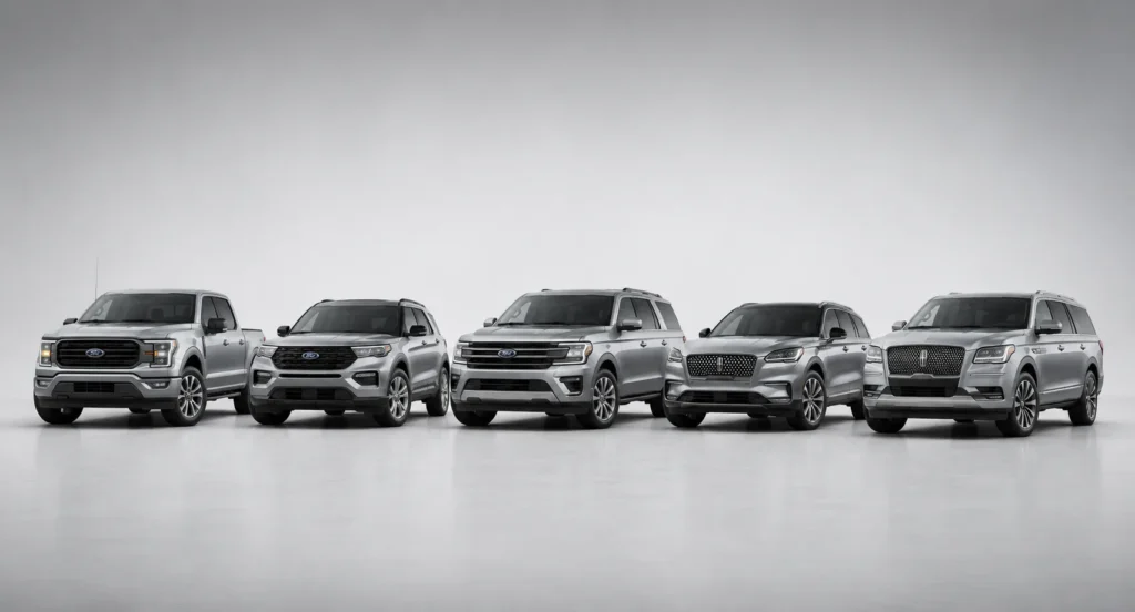 Ford F-150, Ford Explorer, Ford Expedition, Lincoln Aviator, and Lincoln Navigator — all affected by Ford transmission park issue recall 2026