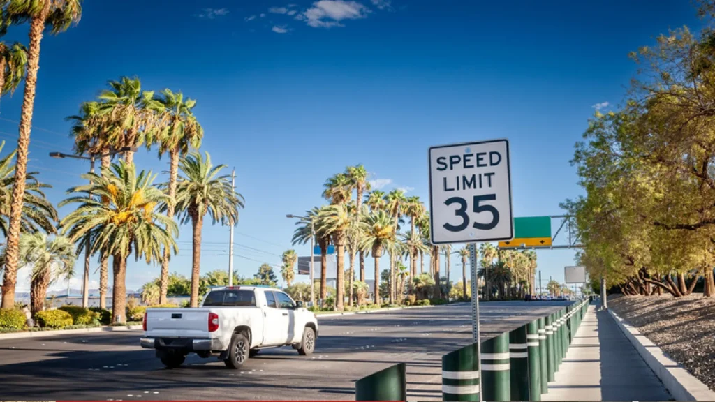 American highway with speed limit sign illustrating the 85th percentile rule for setting speed limits