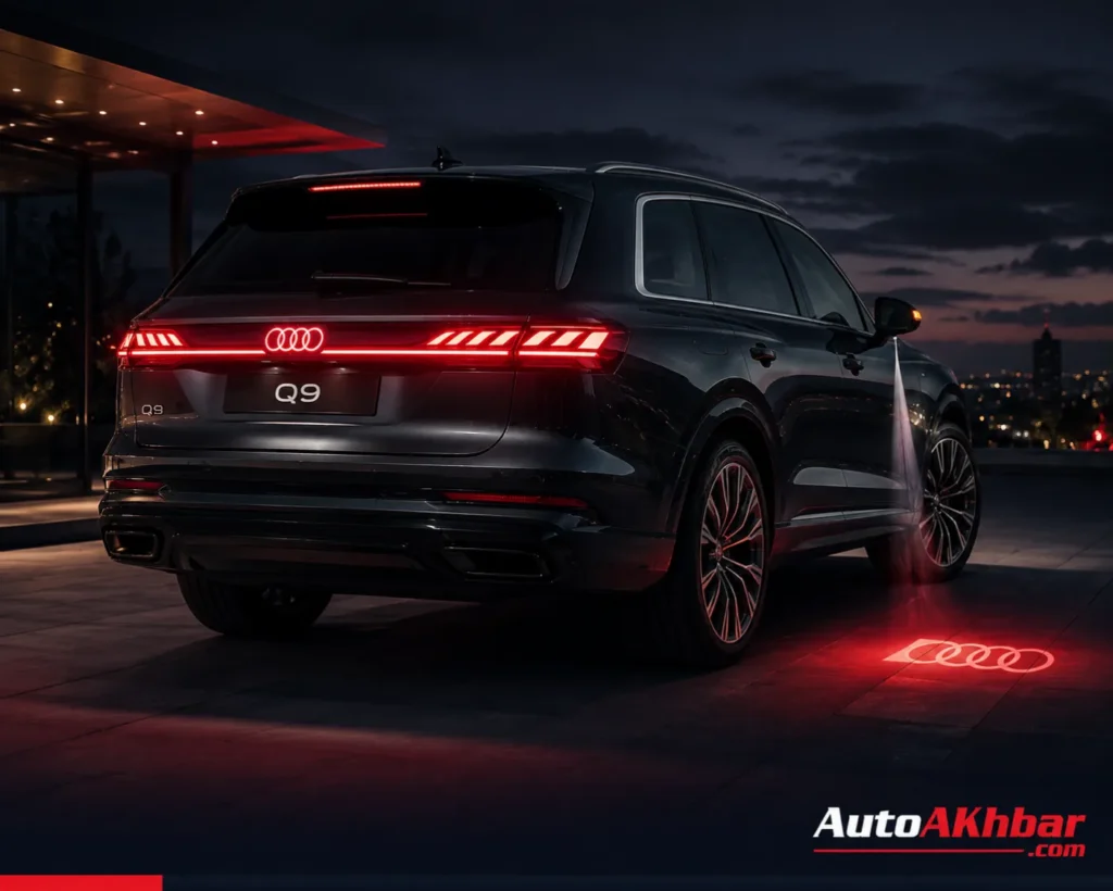 Audi Q9 curved OLED taillights and ground projection turn signal technology