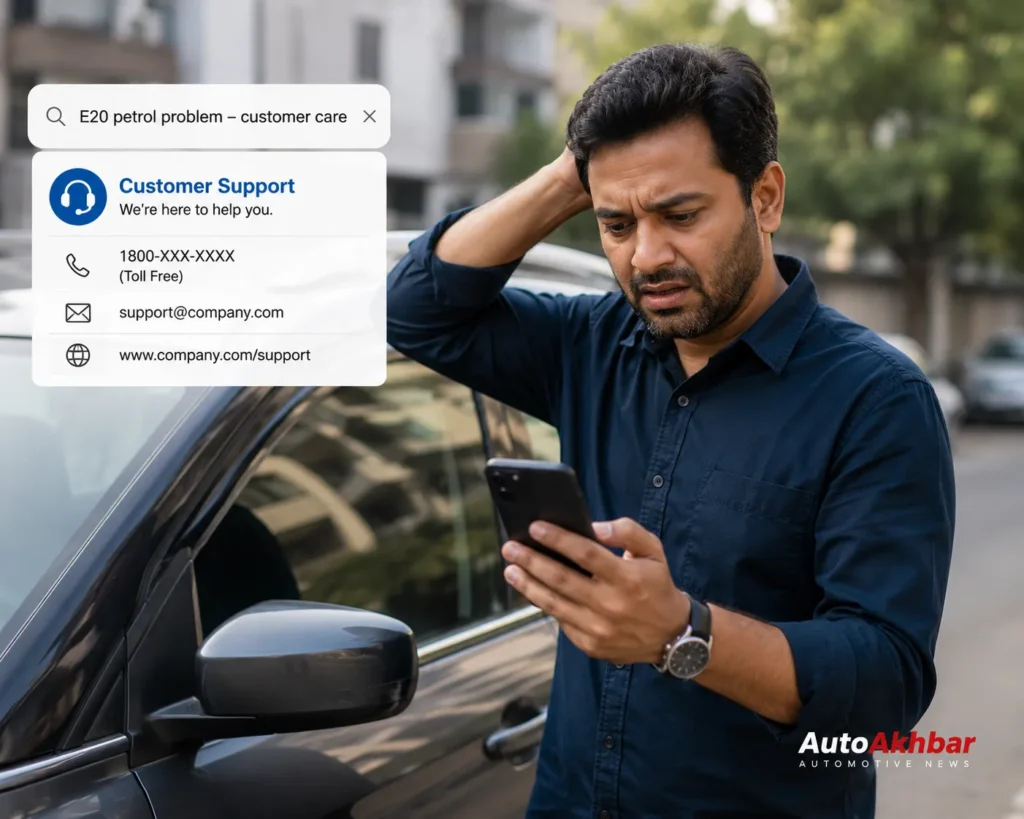 Car owner unable to find where to report E20 fuel complaint