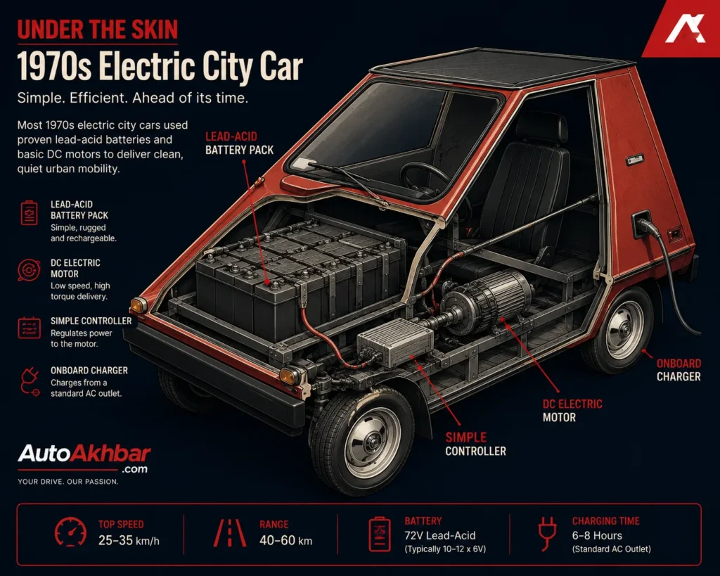 Diagram of the CitiCar's lead-acid battery and electric motor setup