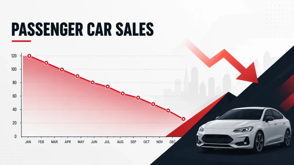 Illustration representing Fiat's declining passenger car sales trend in Australia