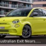 Fiat 500e electric hatchback parked in an Australian dealership as Fiat scales back its local lineup
