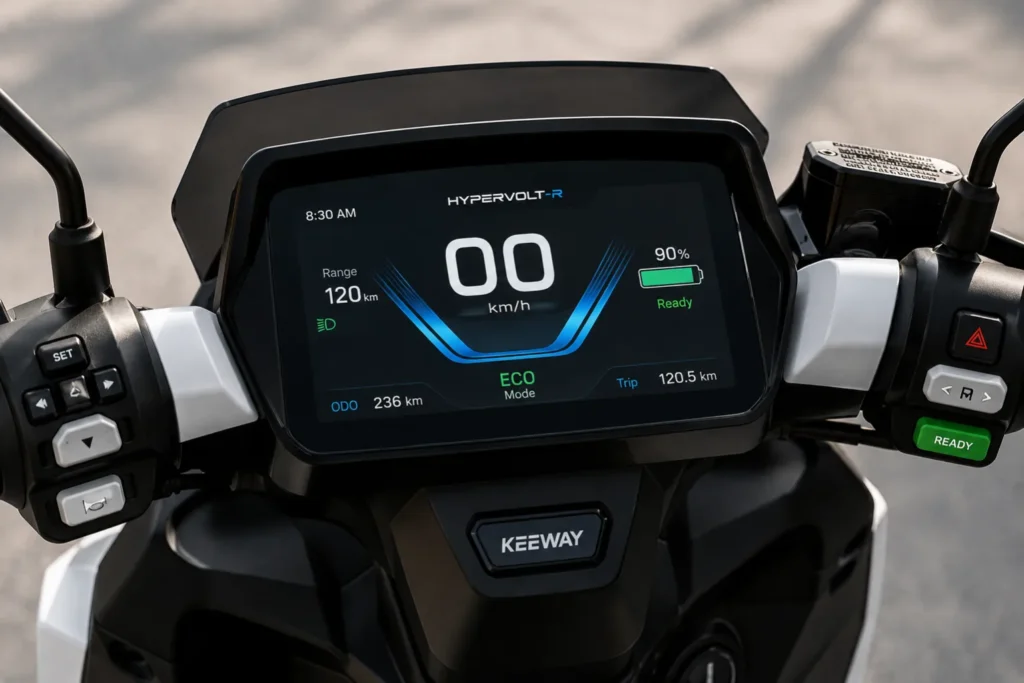 Keeway Hypevolt-R का 5-इंच TFT डिस्प्ले