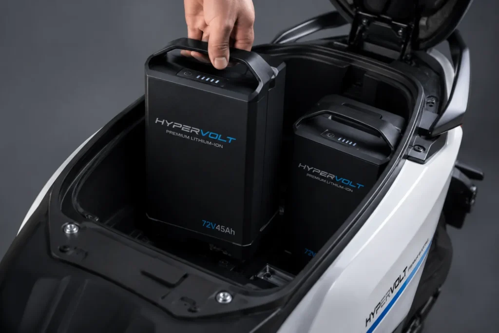 Keeway Hypevolt-R की डुअल रिमूवेबल बैटरी पैक