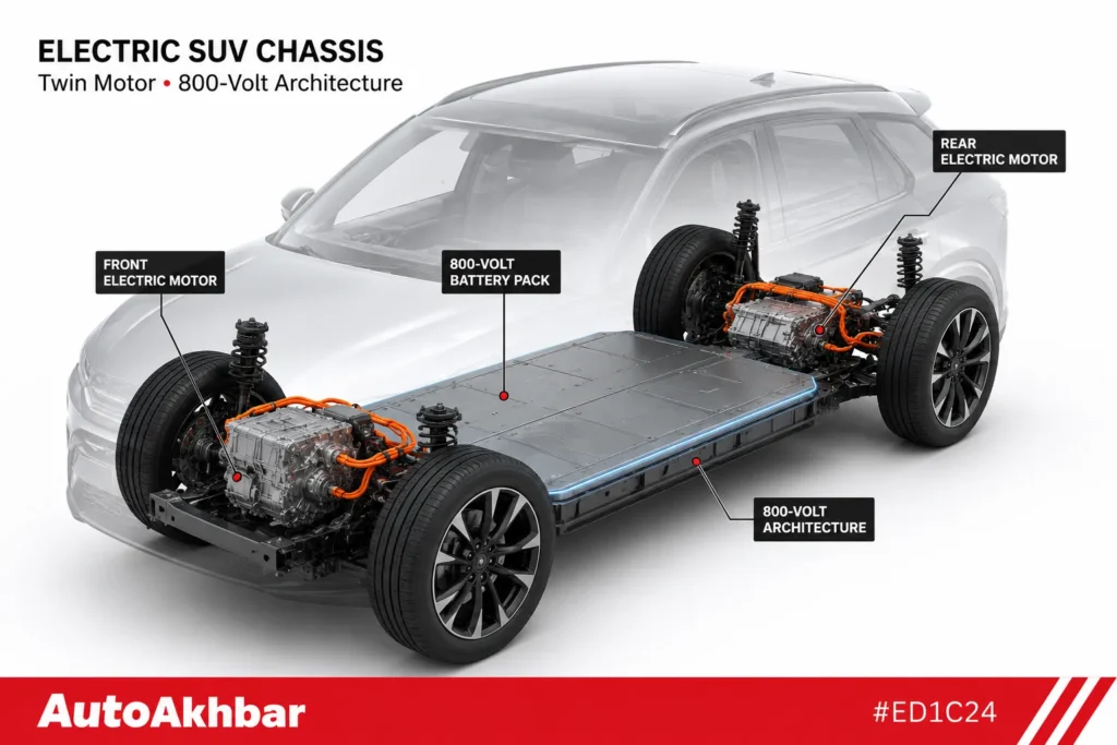 Twin motor electric powertrain layout of the Range Rover Sport Electric