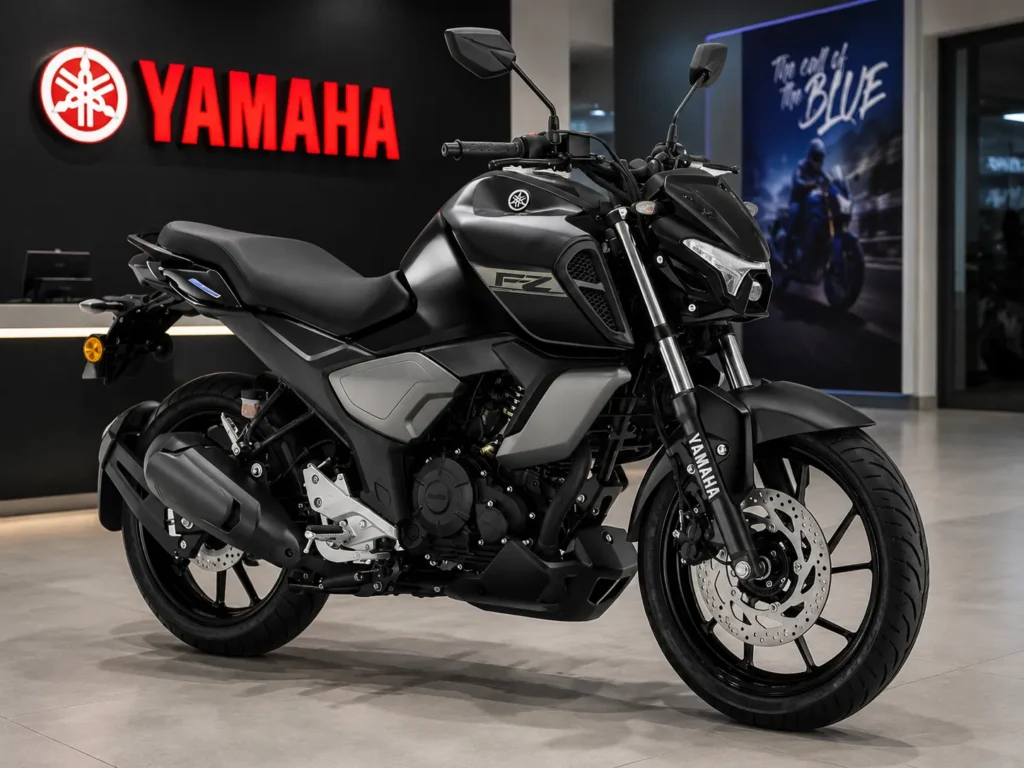 Yamaha FZ Blue Flex flex-fuel motorcycle in Metallic Black colour
