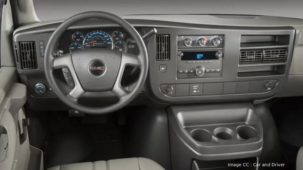 Detail shot of 2027 Chevrolet Express infotainment touchscreen, AutoAkhbar.com branded image