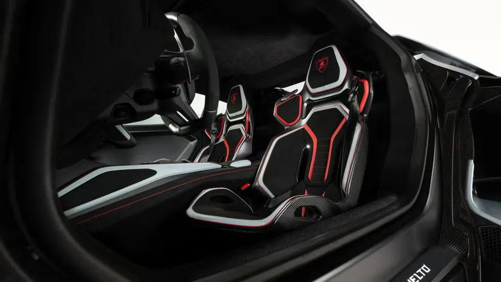 2027 Lamborghini Revuelto SV supercar on a race track, AutoAkhbar branded image