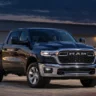 2027 Ram 1500 pickup truck front three-quarter view at dusk