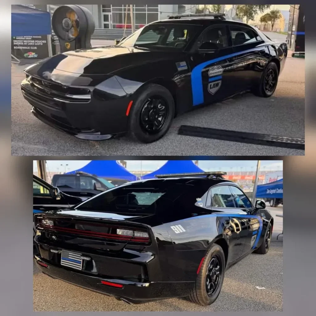 Dodge Charger PPV police interior with pistol-grip shifter and equipment console
