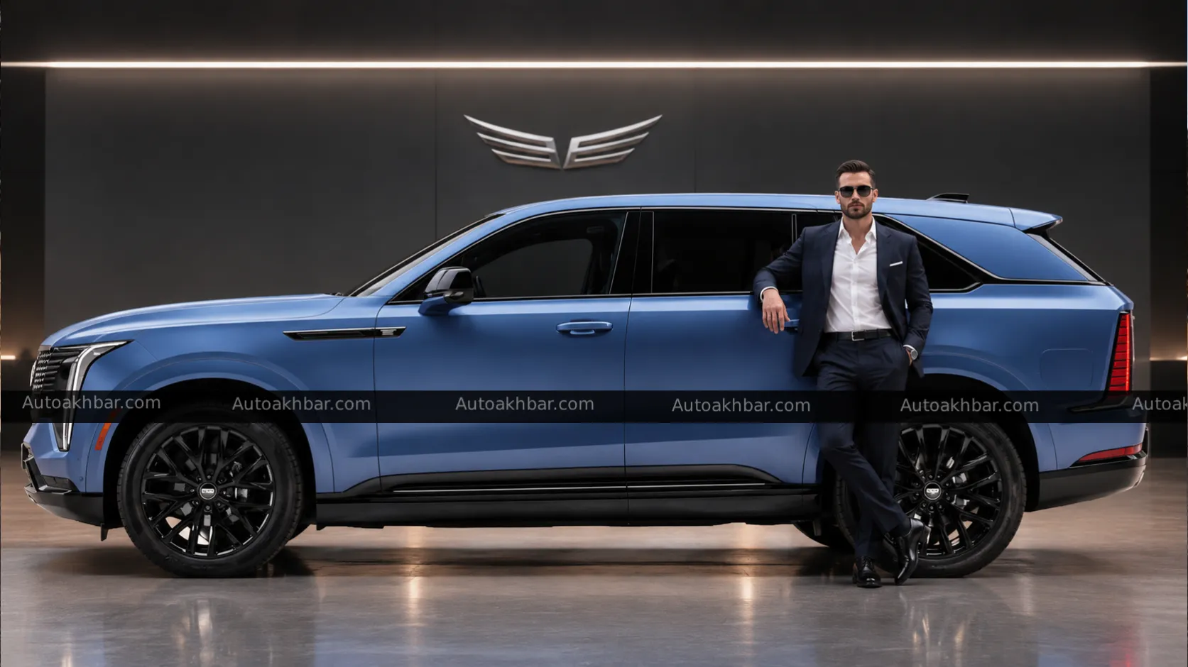 Cadillac Escalade IQ Curated program exterior shot, AutoAkhbar.com branded image