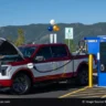 Electric vehicle charging at a Walmart-owned fast charging station
