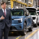 Ford electric vehicle on an assembly line at a US manufacturing plant