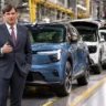 Ford electric vehicle on an assembly line at a US manufacturing plant