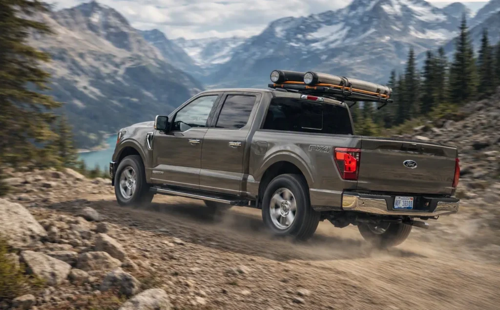 2027 Ford F-150 : Illustration of a full-size pickup truck with engine spec callout