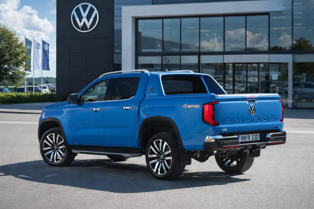 Illustration of a midsize pickup truck at a US factory