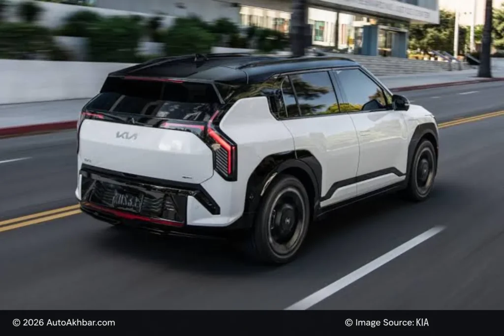 2027 Kia EV3 electric SUV parked in an urban setting