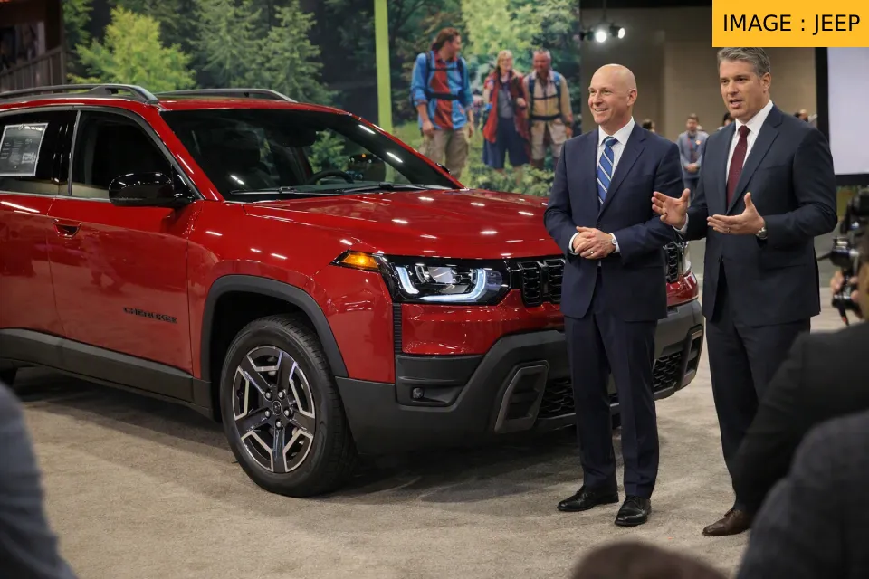 Next-generation Jeep Cherokee prototype outside the Belvidere Assembly Plant in Illinois