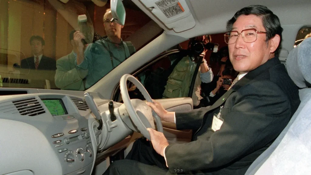 Portrait of former Toyota chairman Hiroshi Okuda, credited as the father of the Prius
