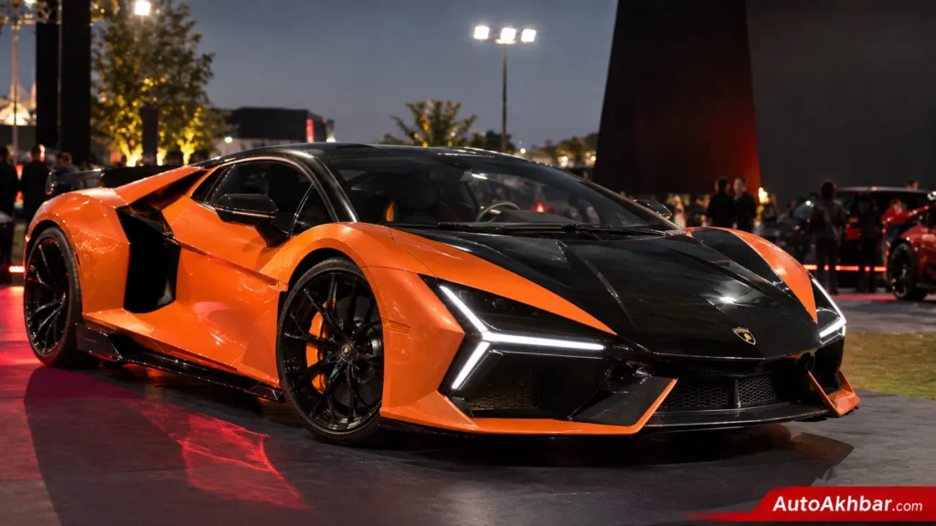 Two-tone Lamborghini Revuelto Miura 60 Homage supercar front three-quarter view