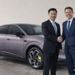 XPeng L03 electric SUV coupe on display at its European launch event