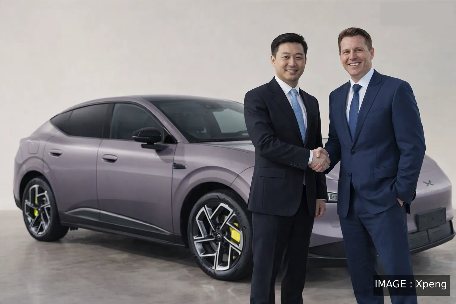 XPeng L03 electric SUV coupe on display at its European launch event