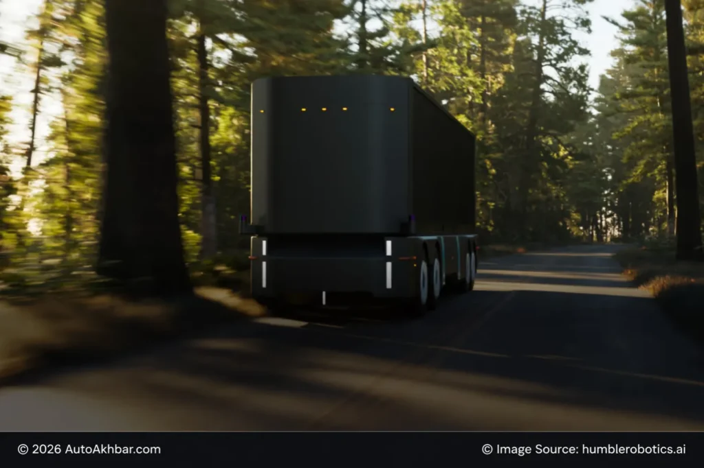 Humble cabless truck driverless electric hauler on an American highway