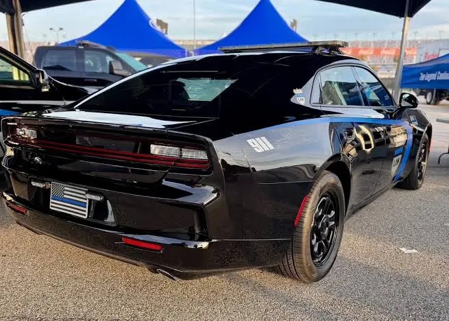 Dodge Charger PPV police interior with pistol-grip shifter and equipment console
