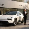 2026 Polestar 4 electric SUV parked outdoors showing its coupe-style silhou