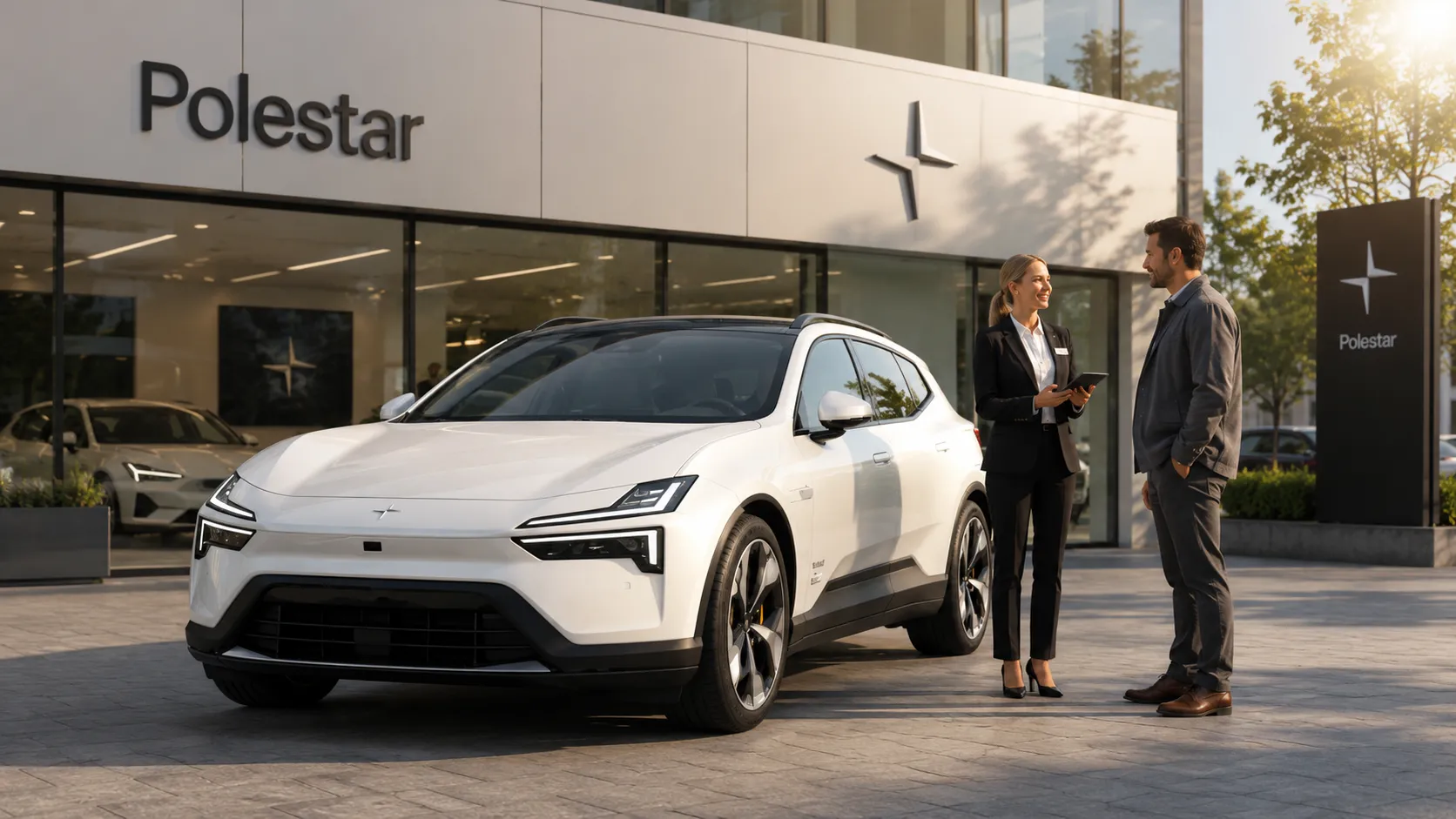 2026 Polestar 4 electric SUV parked outdoors showing its coupe-style silhou