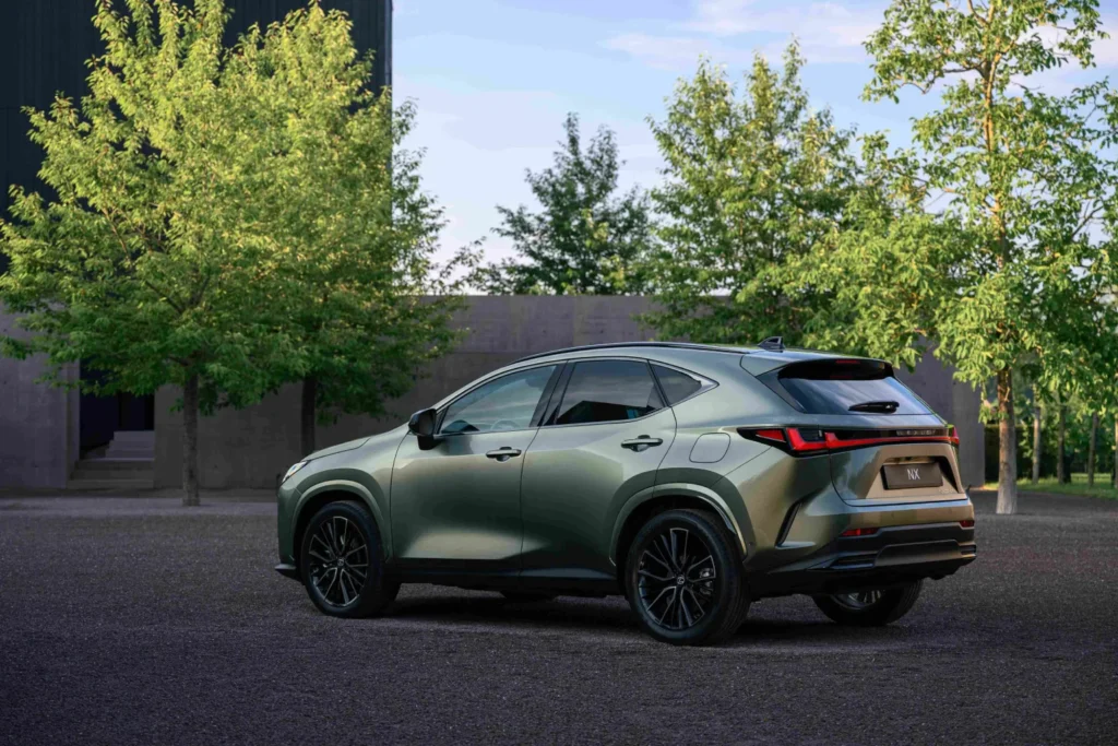 2027 Lexus NX facelift shown from a front three-quarter angle with its new spindle grille