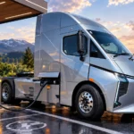 DeepWay Star 600 electric semi-truck with 600 kWh battery at an EV charging station