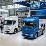 FAW Trucks Cortron CS 2026 diesel and 800V electric tractors showcased at the IAA Transportation expo.