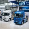 FAW Trucks Cortron CS 2026 diesel and 800V electric tractors showcased at the IAA Transportation expo.