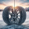 Bridgestone Blizzak DM-V2 and Michelin X-Ice Snow SUV tires side by side on snow Autoakhbar.com